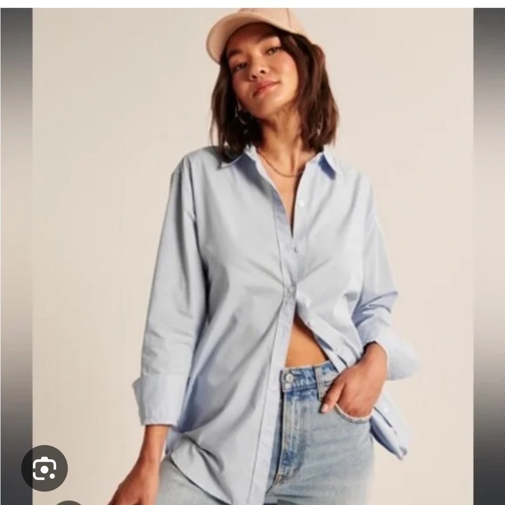 Abercrombie - 90s Oversized Button Down In Light … - image 1